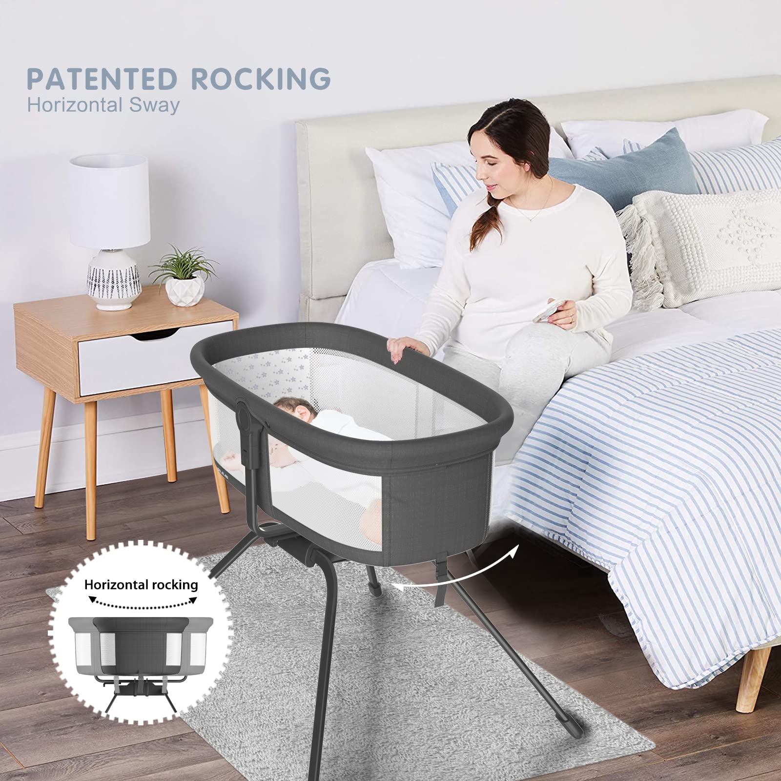 ANGELBLISS Portable Baby Bassinet BN01 patented rocking