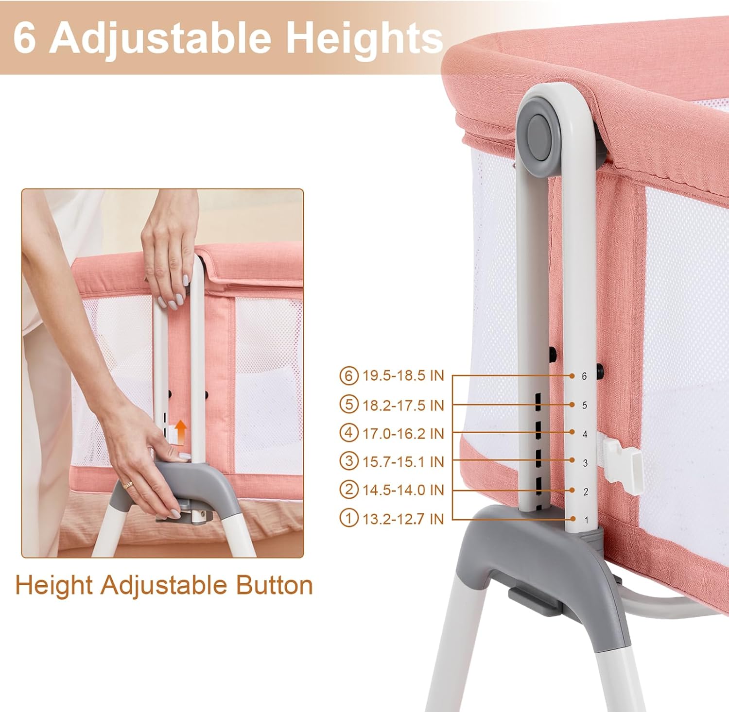 ANGELBLISS_baby_bassinet_pink_BN06_6_adjustable_heights