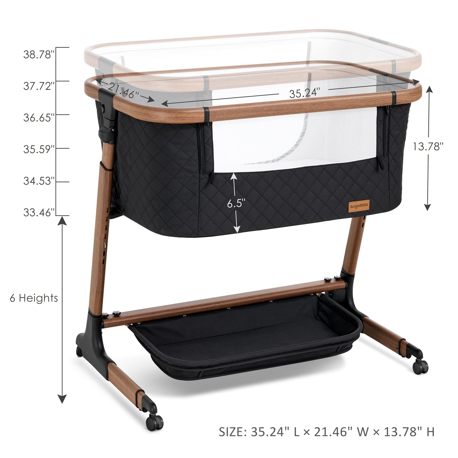 3 in 1 Smart Electric Baby Bassinet: Auto-Rocking Bassinet, Bedside Sleeper & Adjustable Height BN13
