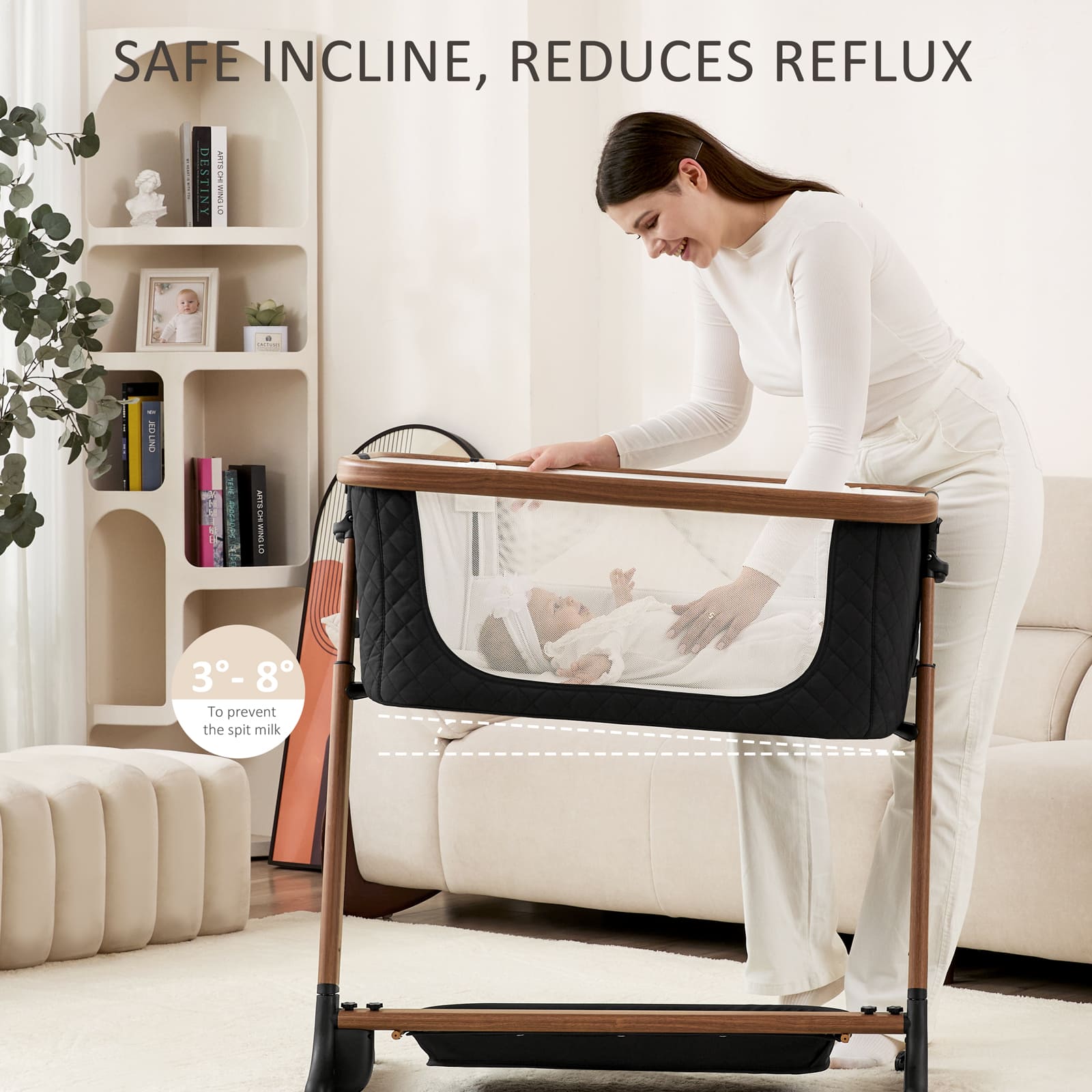 3 in 1 Smart Electric Baby Bassinet: Auto-Rocking Bassinet, Bedside Sleeper & Adjustable Height BN13
