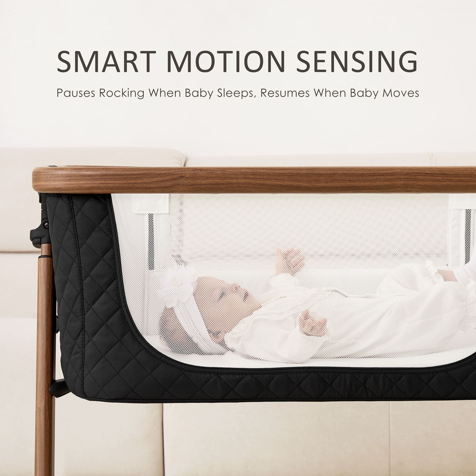 3 in 1 Smart Electric Baby Bassinet: Auto-Rocking Bassinet, Bedside Sleeper & Adjustable Height BN13