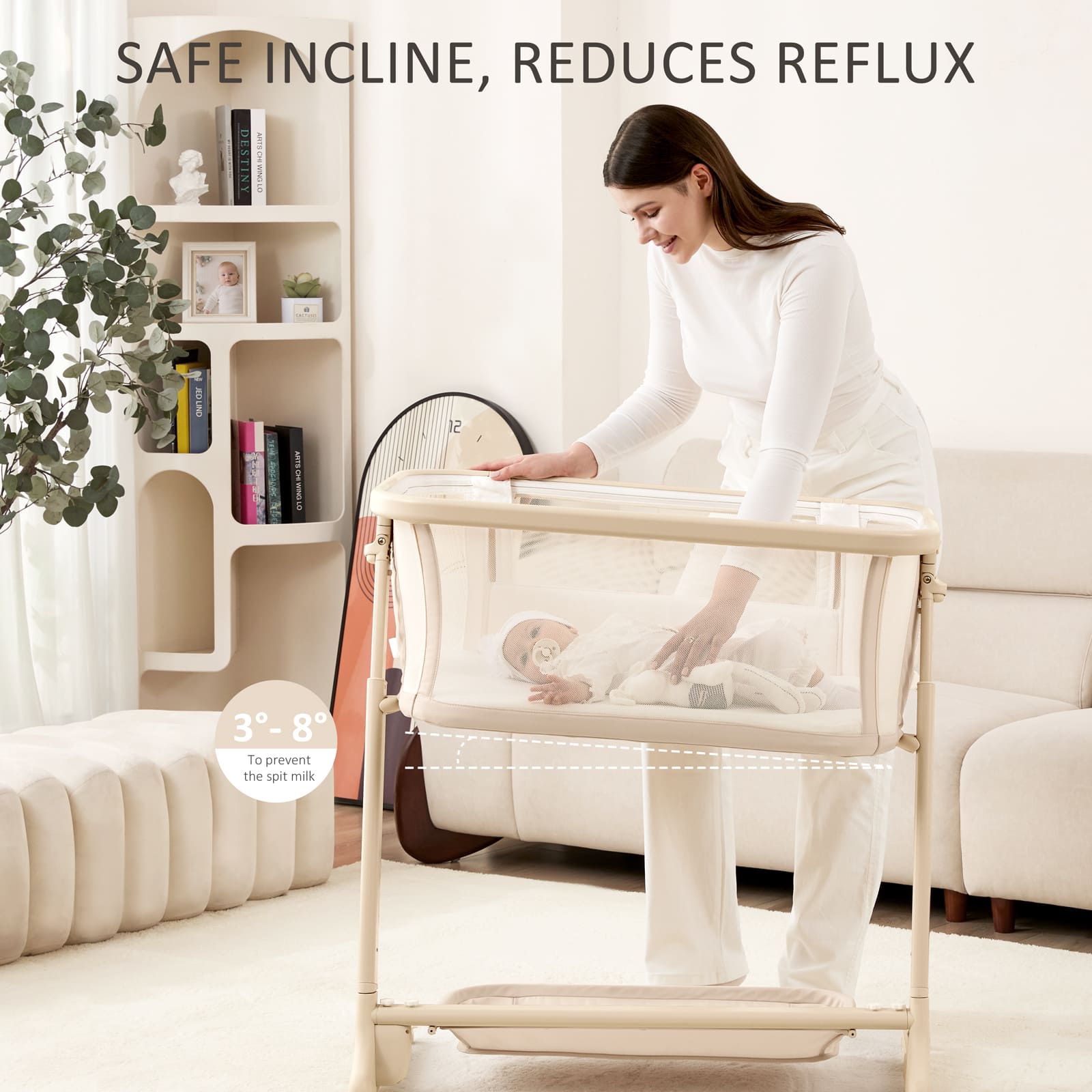 3 in 1 Smart Electric Baby Bassinet: Auto-Rocking Bassinet, Bedside Sleeper & Adjustable Height BN13