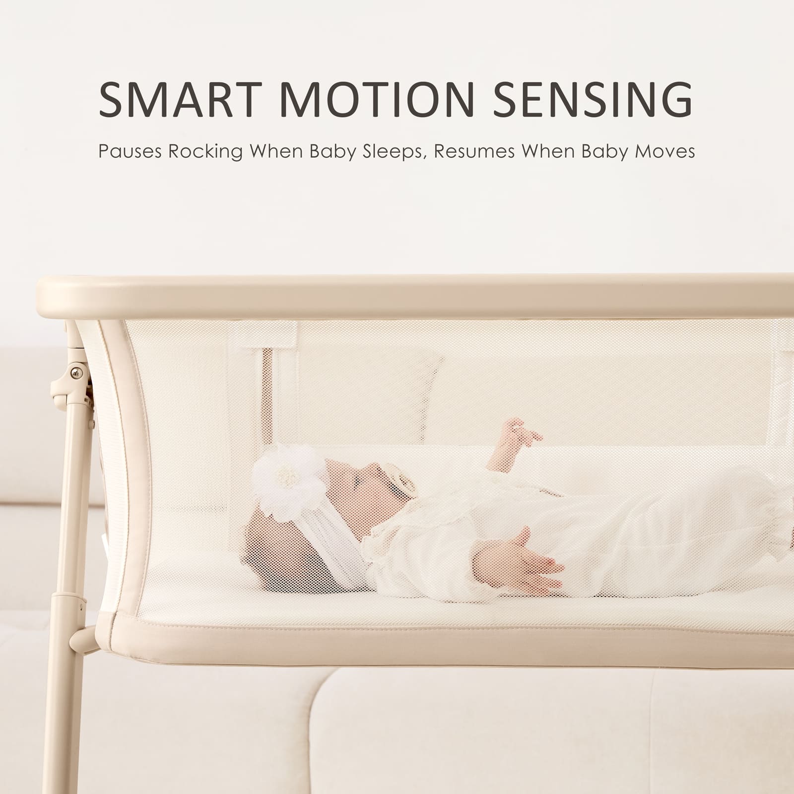3 in 1 Smart Electric Baby Bassinet: Auto-Rocking Bassinet, Bedside Sleeper & Adjustable Height BN13