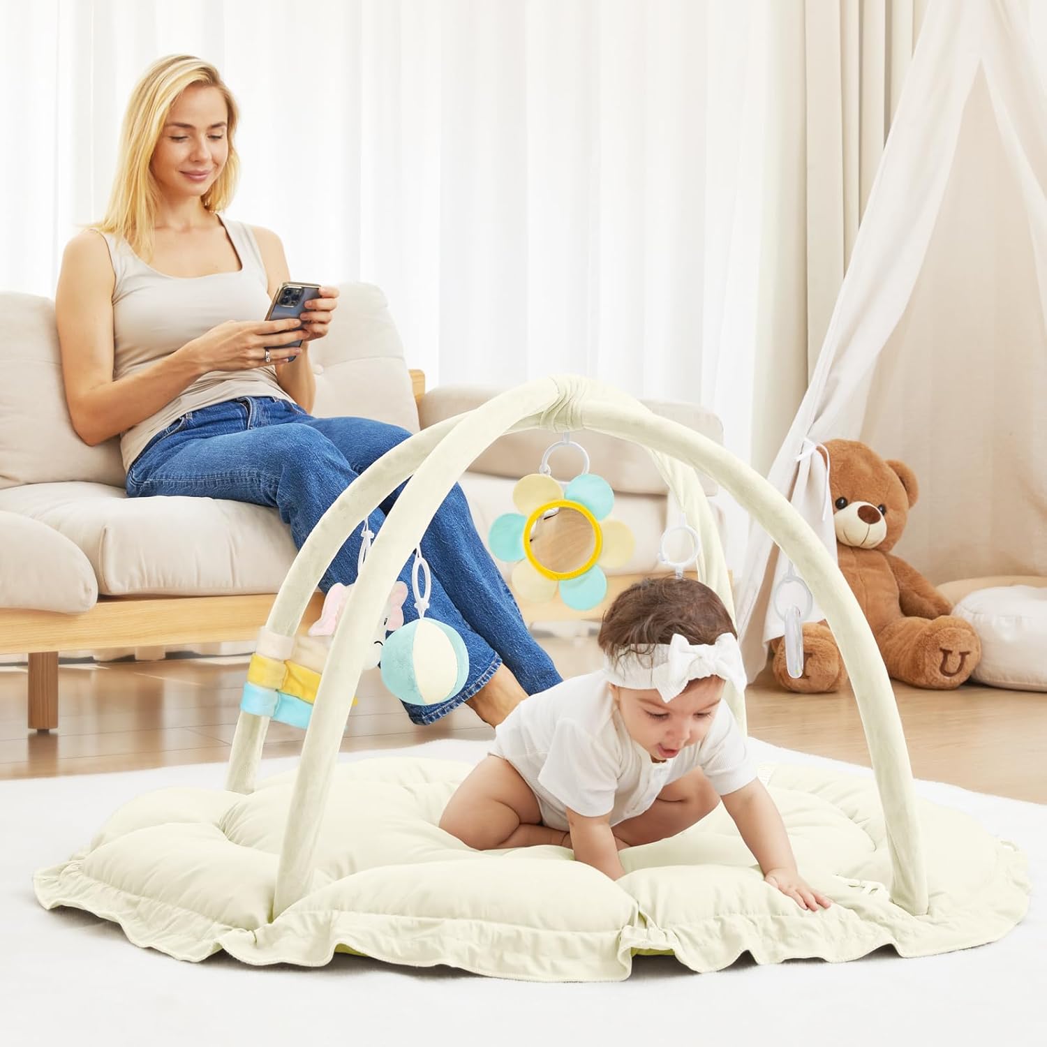 Angelbliss 5 in 1 Baby Play Gym Mat BG01 Beige