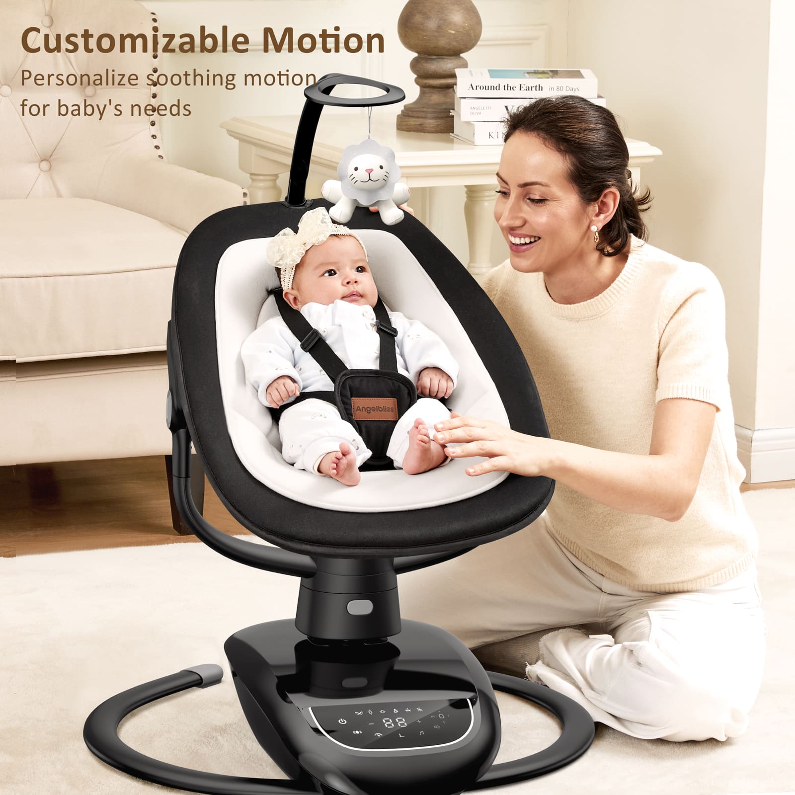Baby Swing: 6 Unique 3D Motions, Bluetooth App, 13 Lullabies - Electric Infant Swing BS03