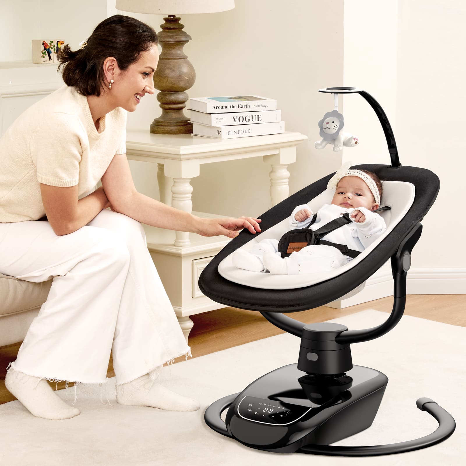 Baby Swing: 6 Unique 3D Motions, Bluetooth App, 13 Lullabies - Electric Infant Swing BS03