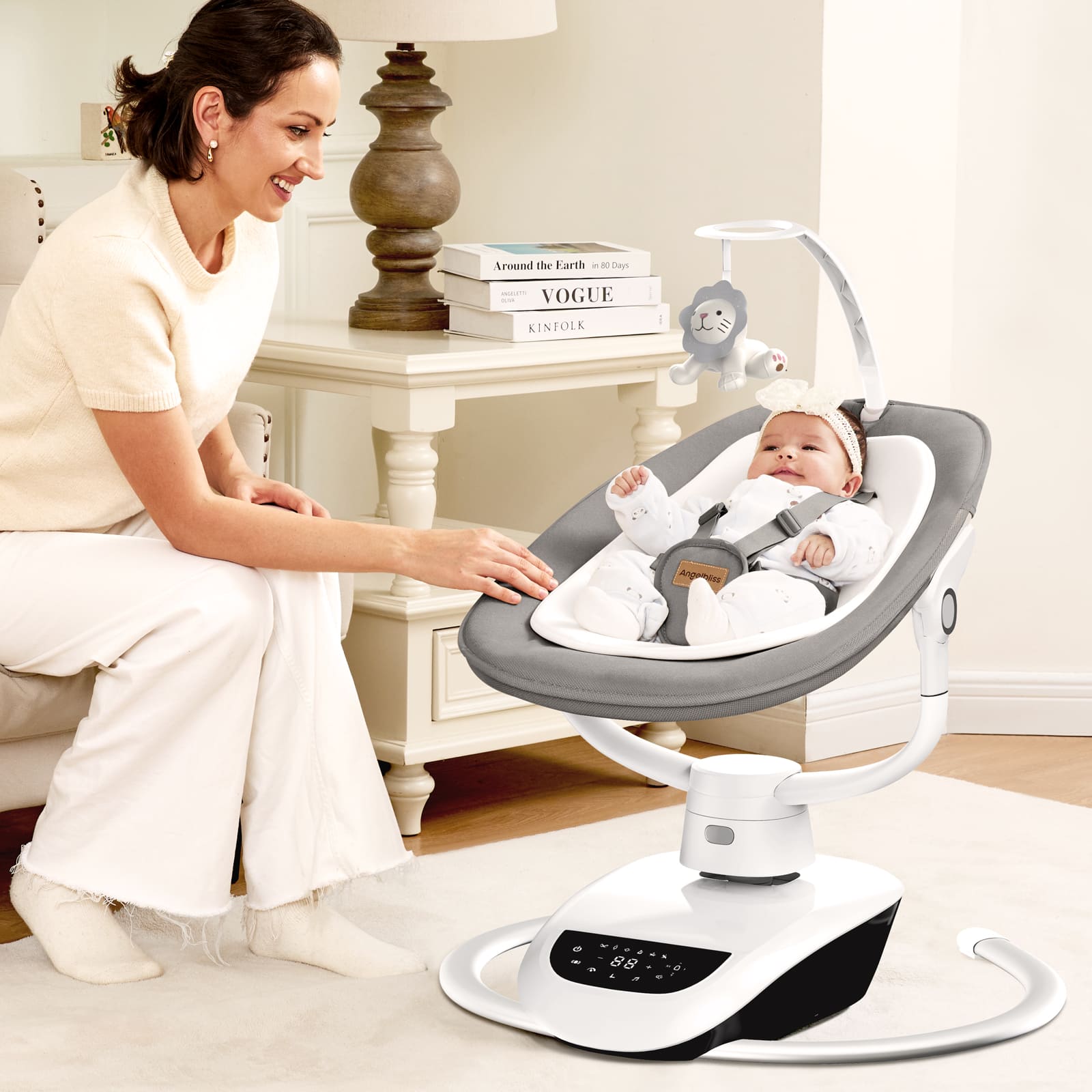 Baby Swing: 6 Unique 3D Motions, Bluetooth App, 13 Lullabies - Electric Infant Swing BS03