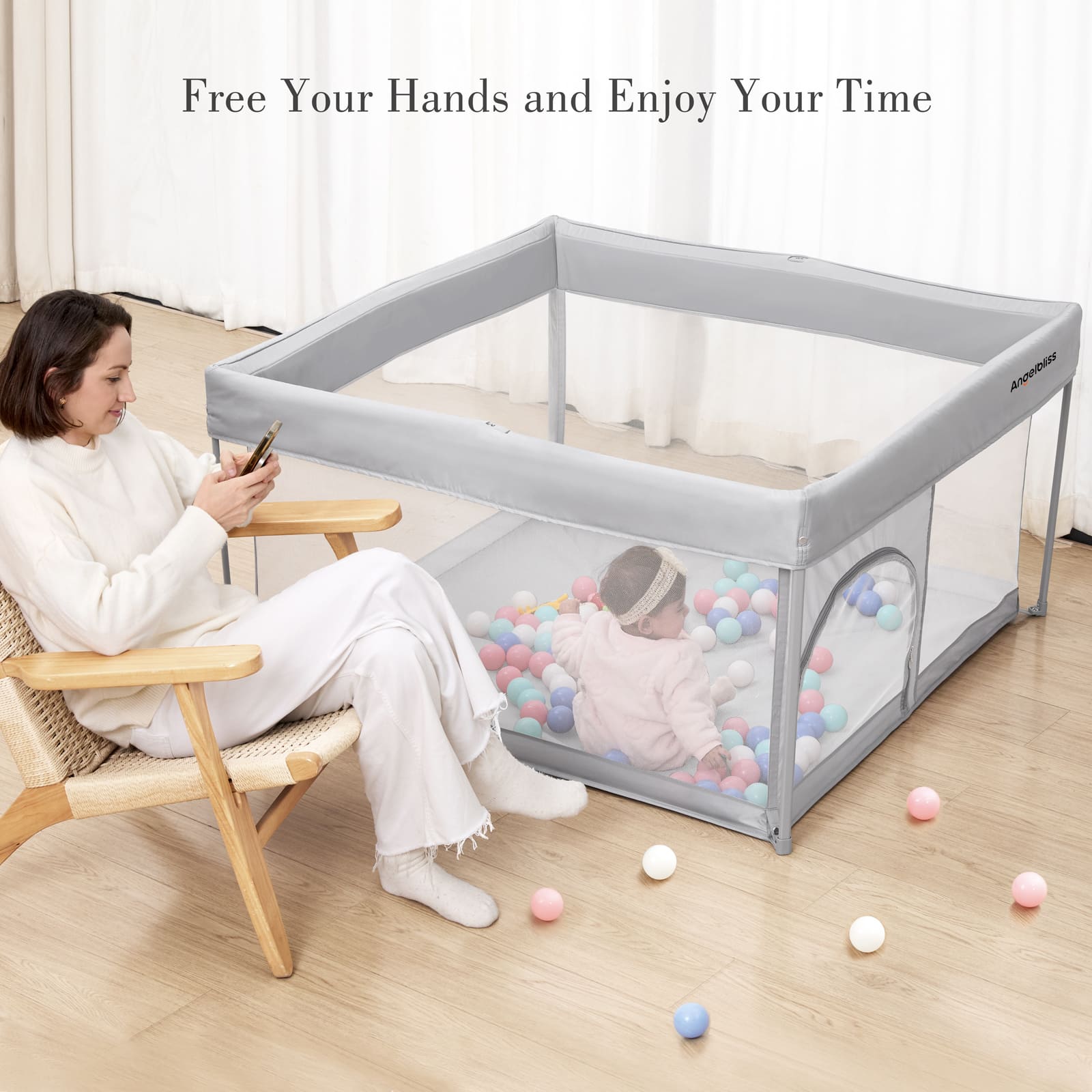 Foldable Baby Playpen, Portable Play Yard BP03