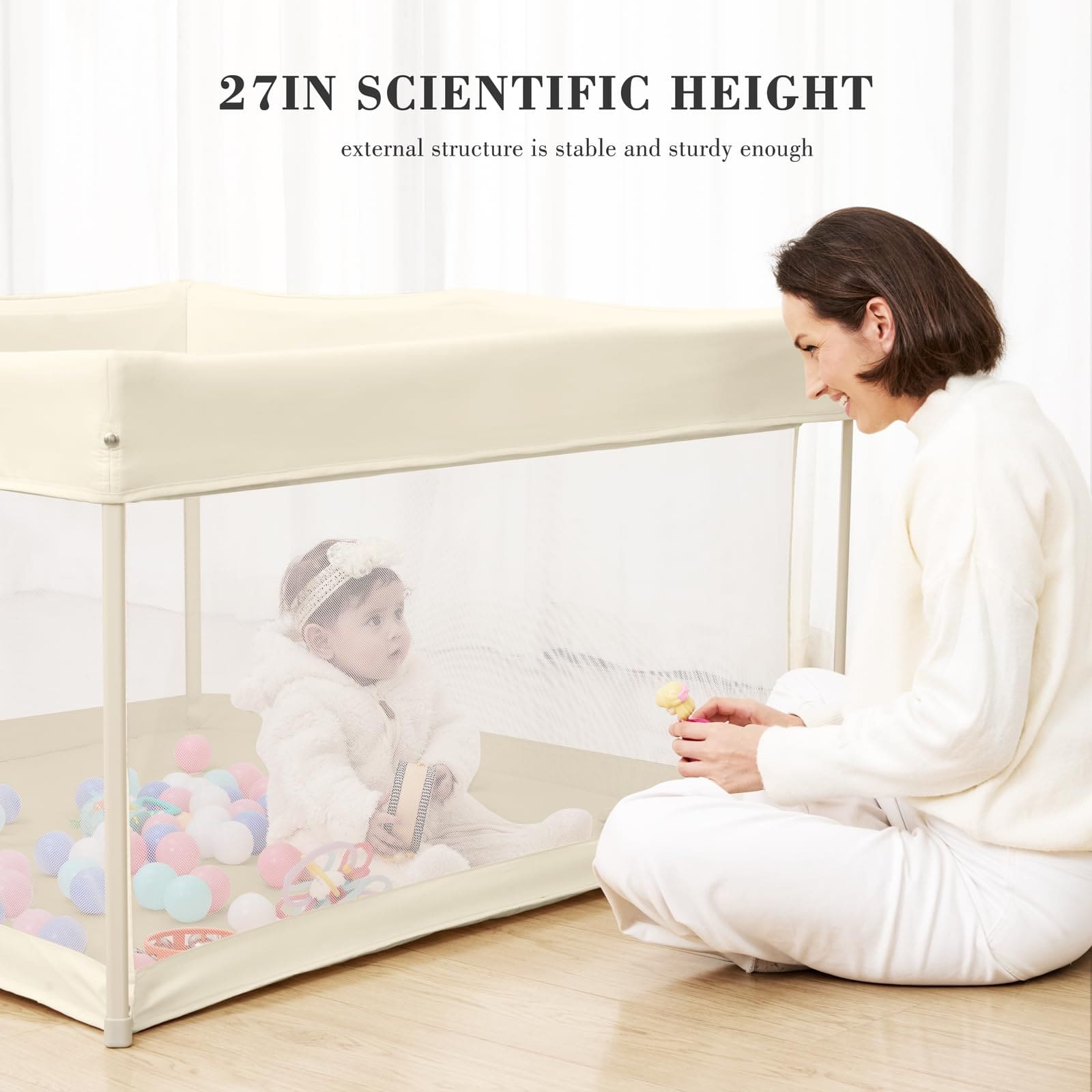 Angelbliss Foldable Baby Playpen, Portable Play Yard BP03 Beige