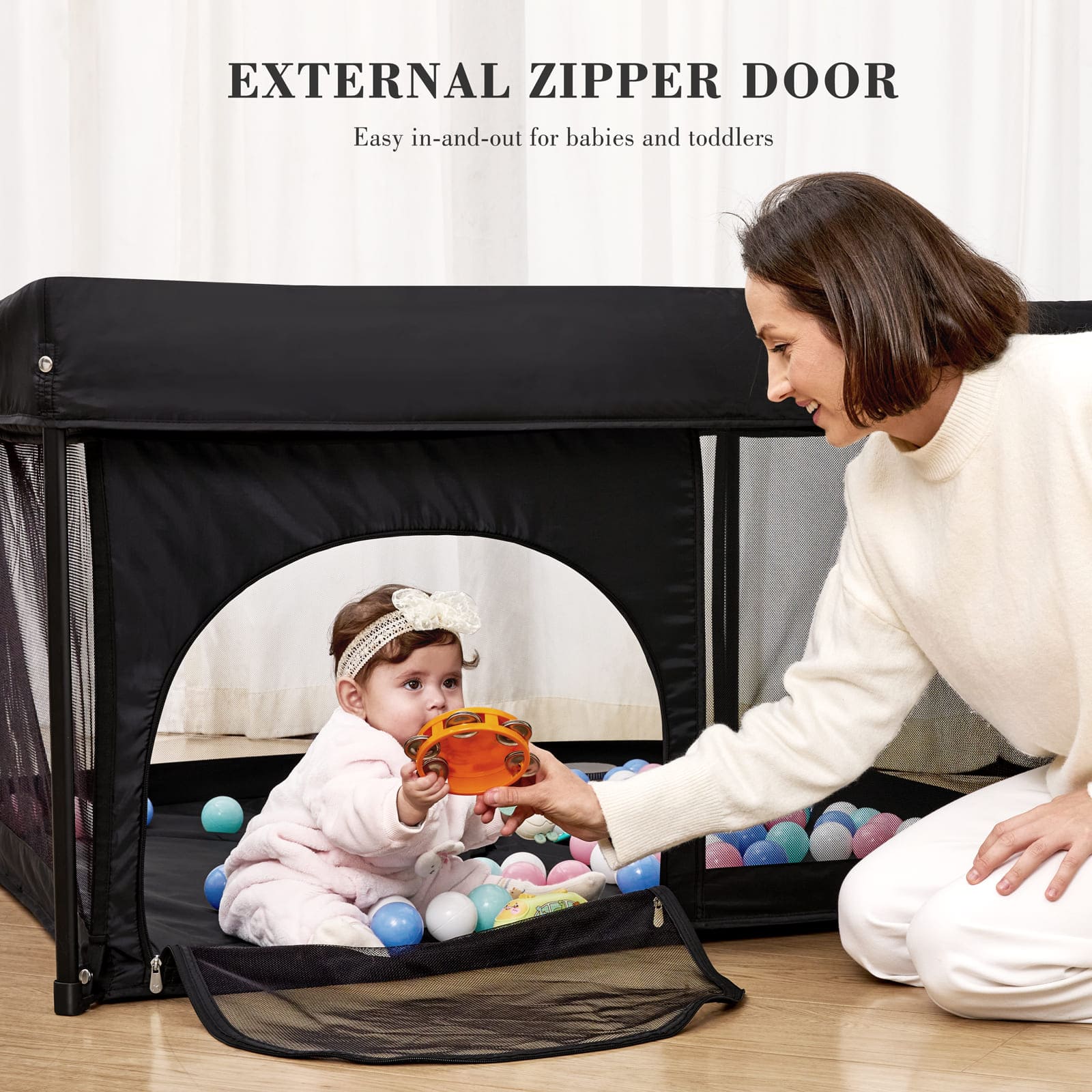 Angelbliss Foldable Baby Playpen, Portable Play Yard BP03 Black