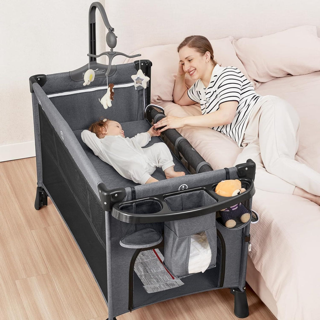 in Pack n Play Bassinet with Diaper Changer Height Adjustable