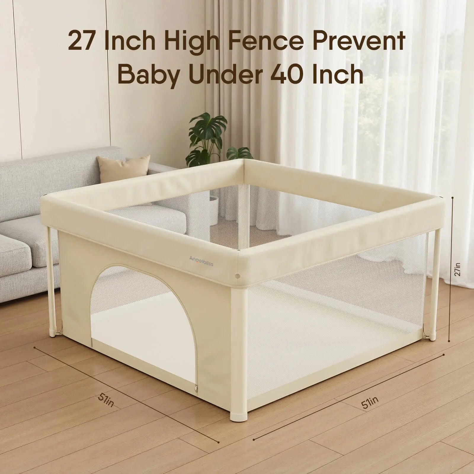 Foldable & Portable Playpen 50*50 in with Canopy and Carry Bag BP05