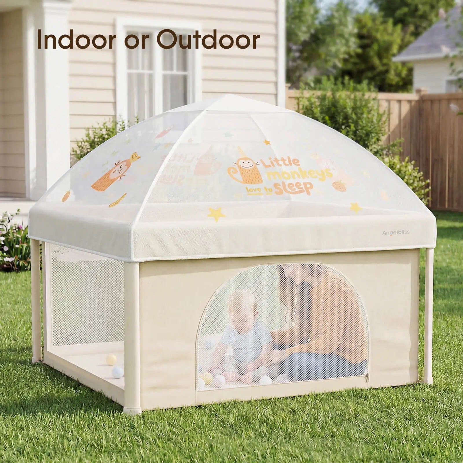 Foldable & Portable Playpen 50*50 in with Canopy and Carry Bag BP05