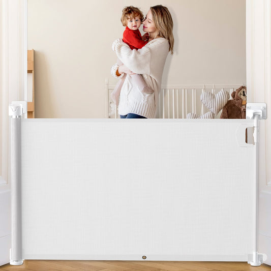 angelbliss Retractable Mesh Baby Gate – Extra-Wide Safety Gate for Babies & Dogs BGS01