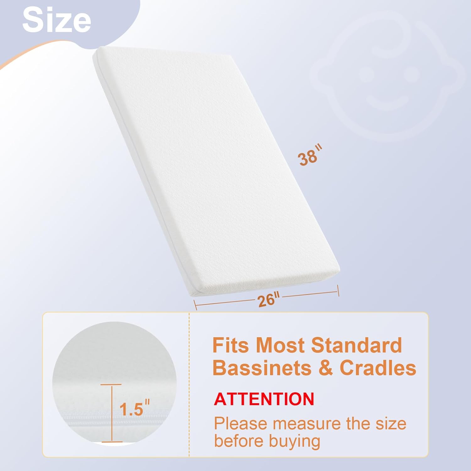 Taylengrow Pack and Play Mattress, 38 x 26 Pack N Play Mattress,Gel Memory Foam Mattress