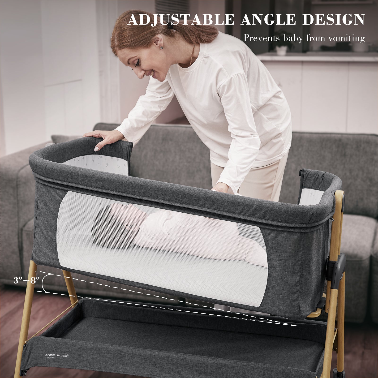 ANGELBLISS Baby Bassinet Bedside Sleeper BN04