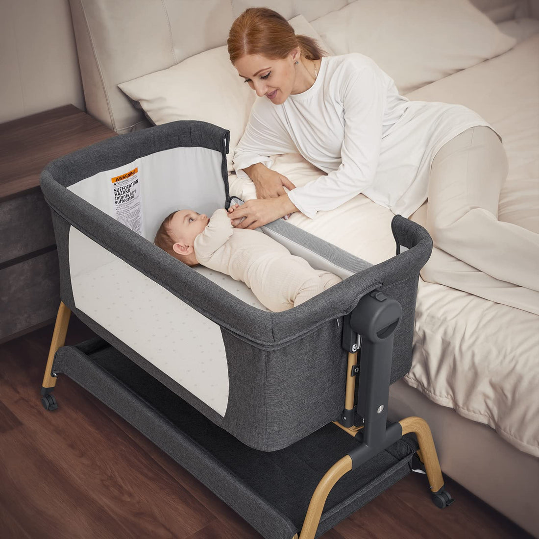 Bassinett Rocking 3-in-1 Baby Rocking Bassinet, portable crib BN03
