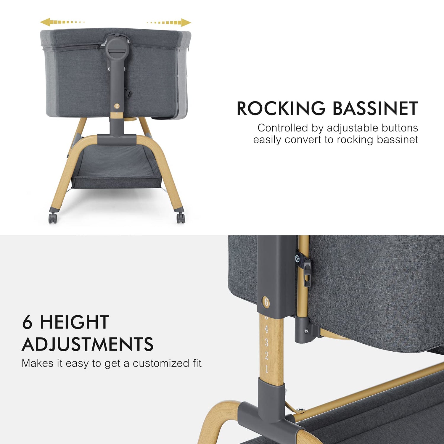 3-in-1 Baby Rocking Bassinet, portable crib BN03