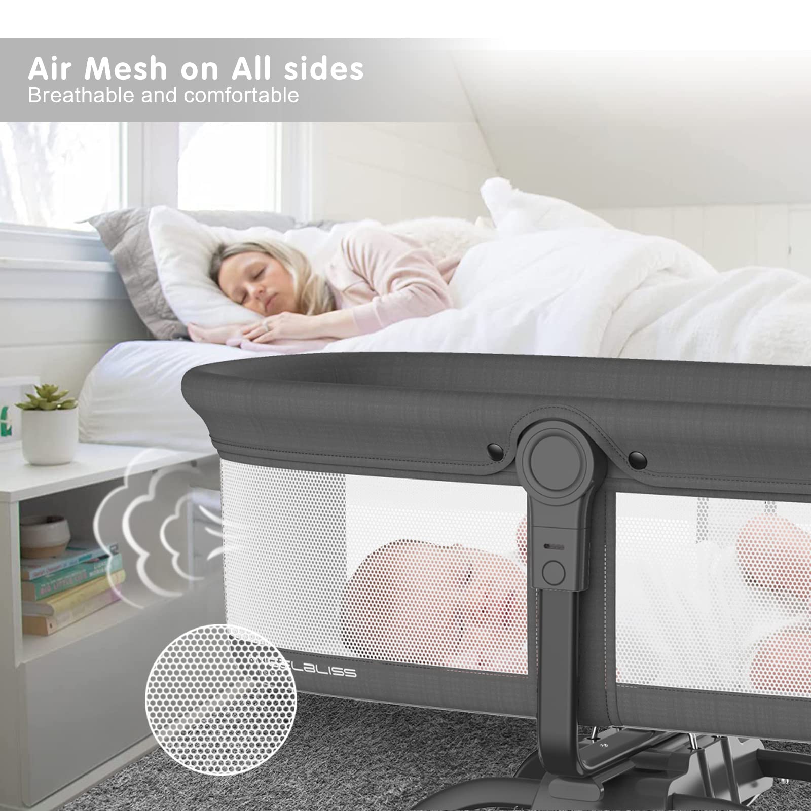 ANGELBLISS Portable Baby Bassinet  BN01 air mesh on all sides
