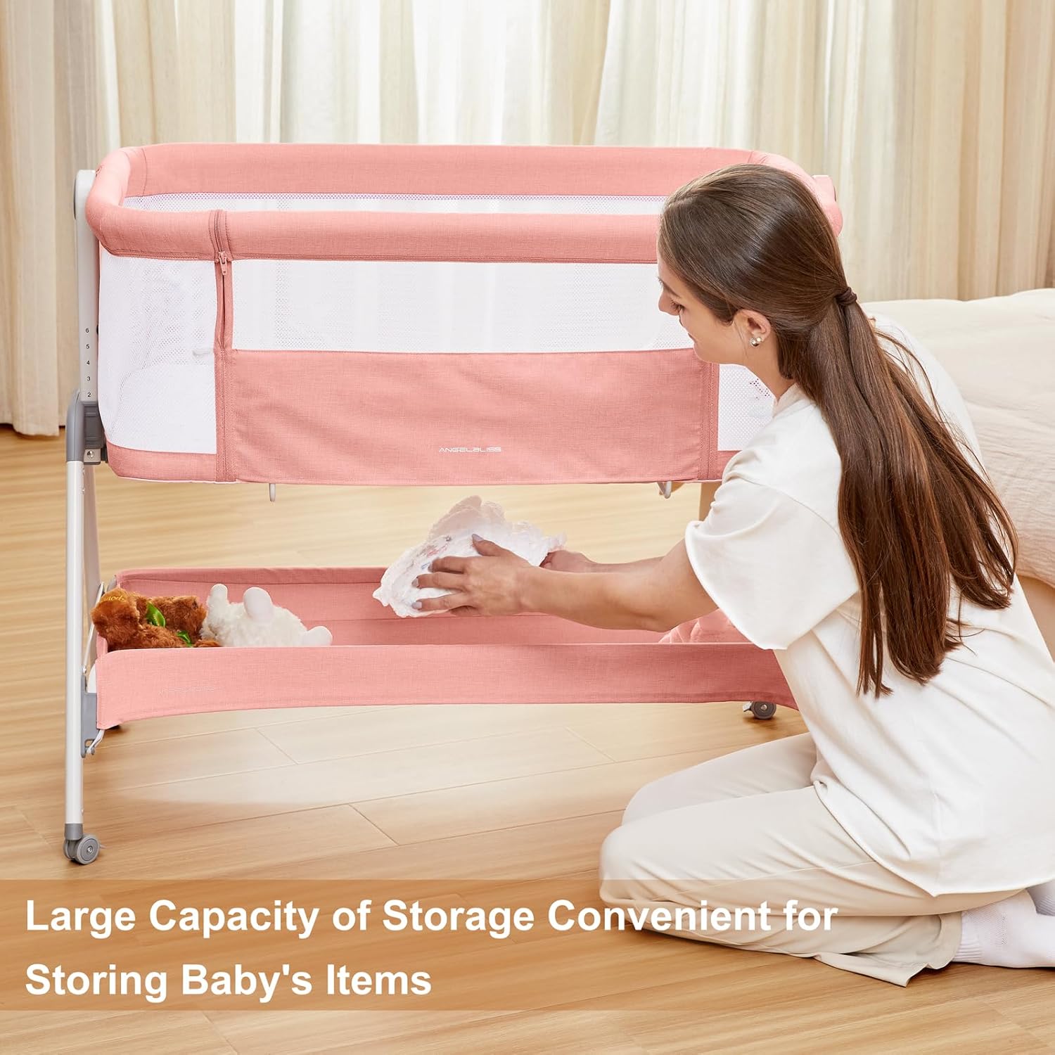 ANGELBLISS_baby_bassinet_pink_BN06_large_capacity_of_storage