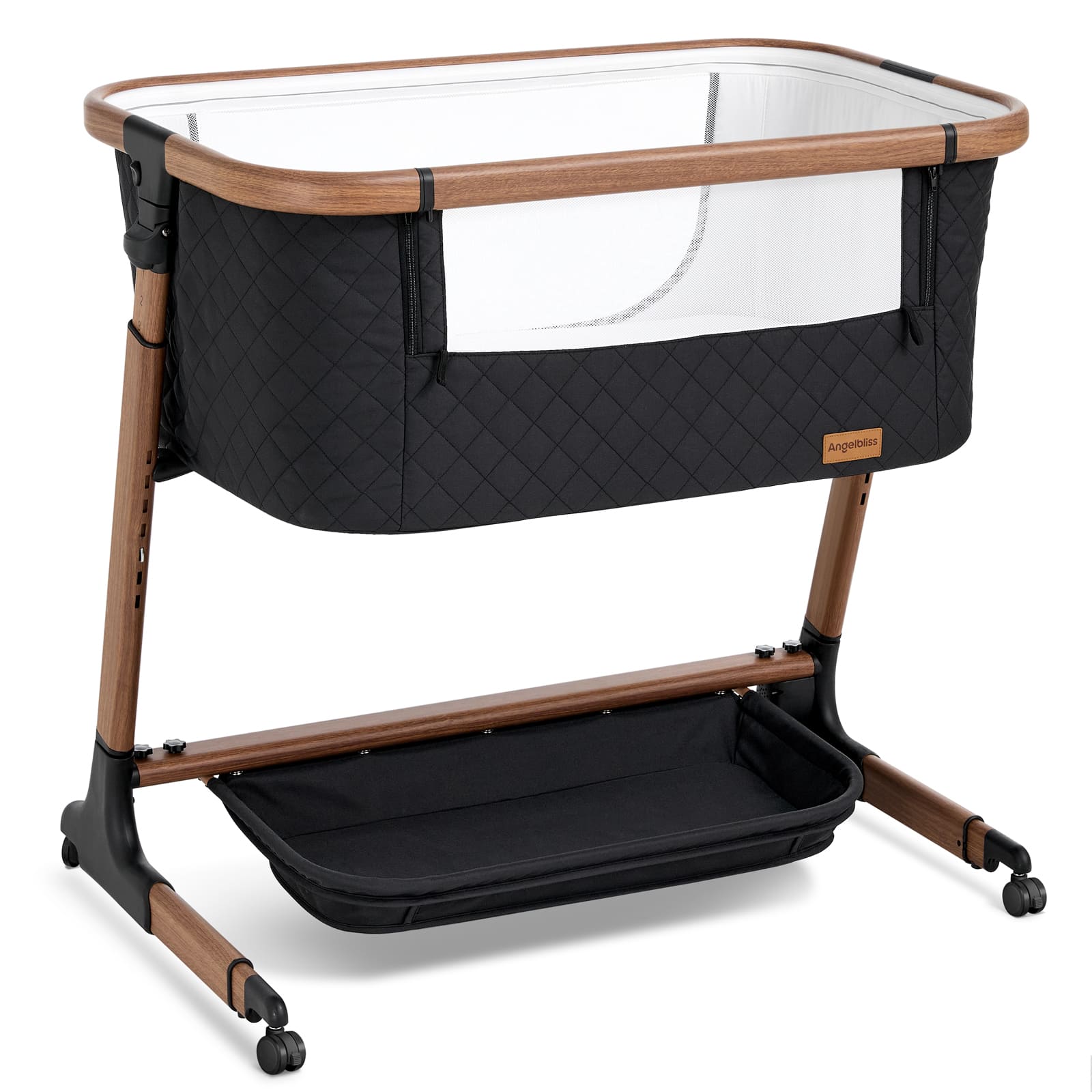 Angelbliss 3 in 1 Smart Electric Baby Bassinet: Auto-Rocking Bassinet, Bedside Sleeper & Adjustable Height BN13 Black