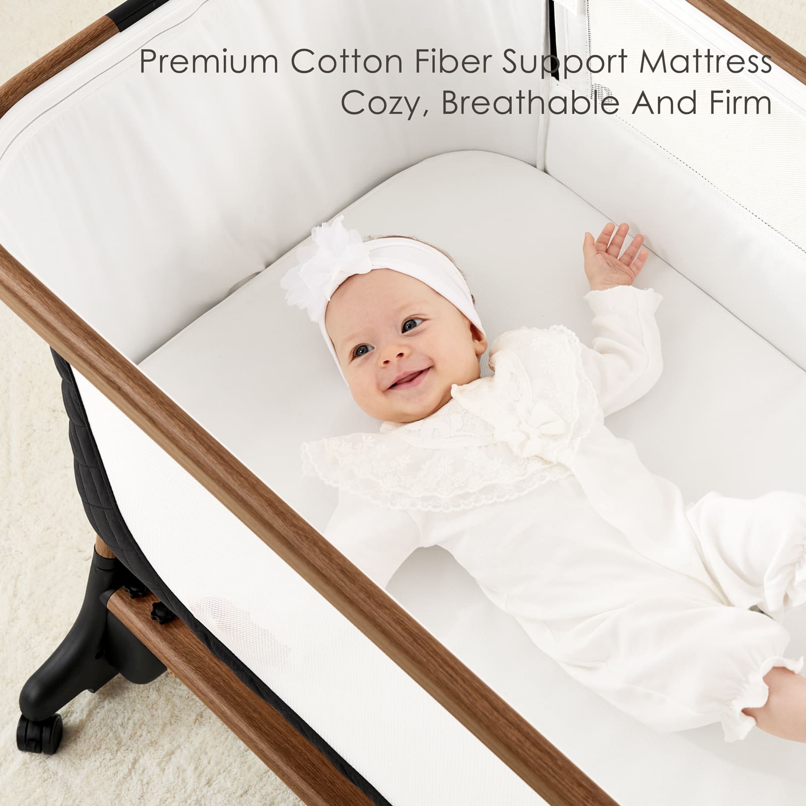 3 in 1 Smart Electric Baby Bassinet: Auto-Rocking Bassinet, Bedside Sleeper & Adjustable Height BN13