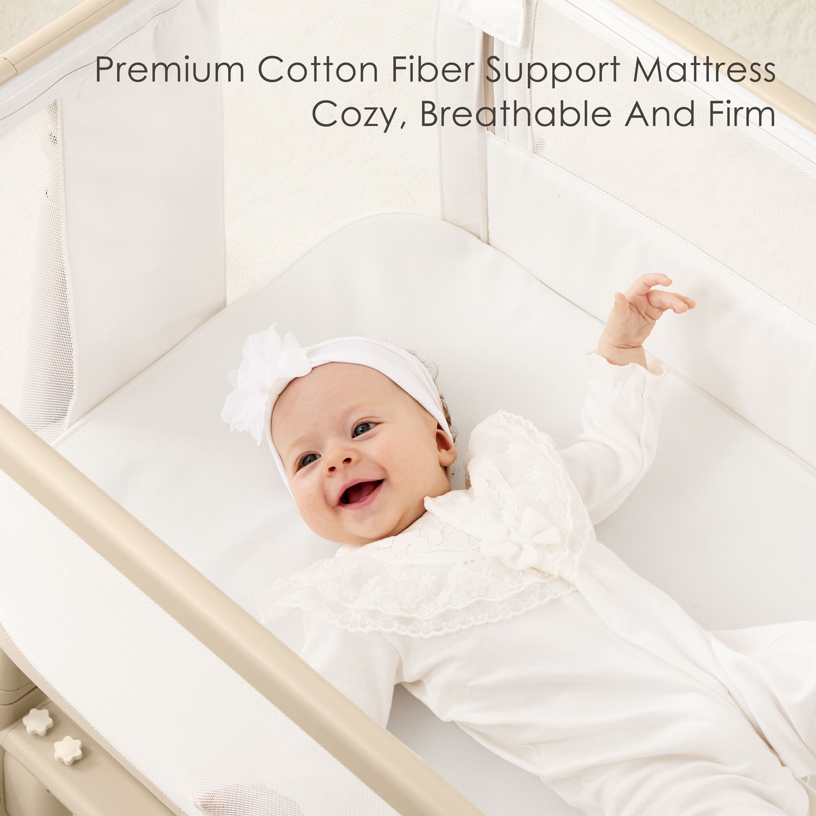3 in 1 Smart Electric Baby Bassinet: Auto-Rocking Bassinet, Bedside Sleeper & Adjustable Height BN13