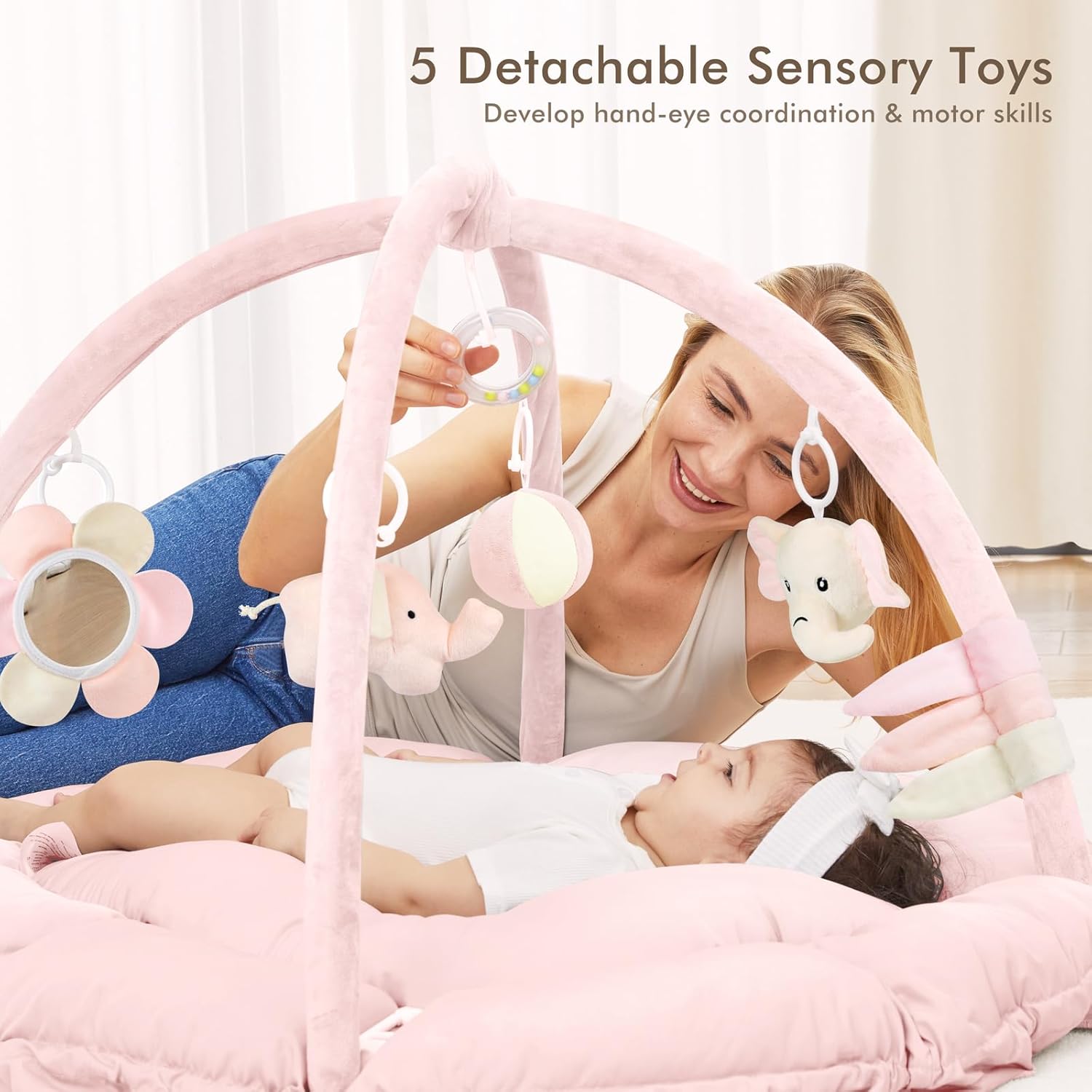 Angelbliss 5 in 1  Baby Play Gym Mat BG01 light pink