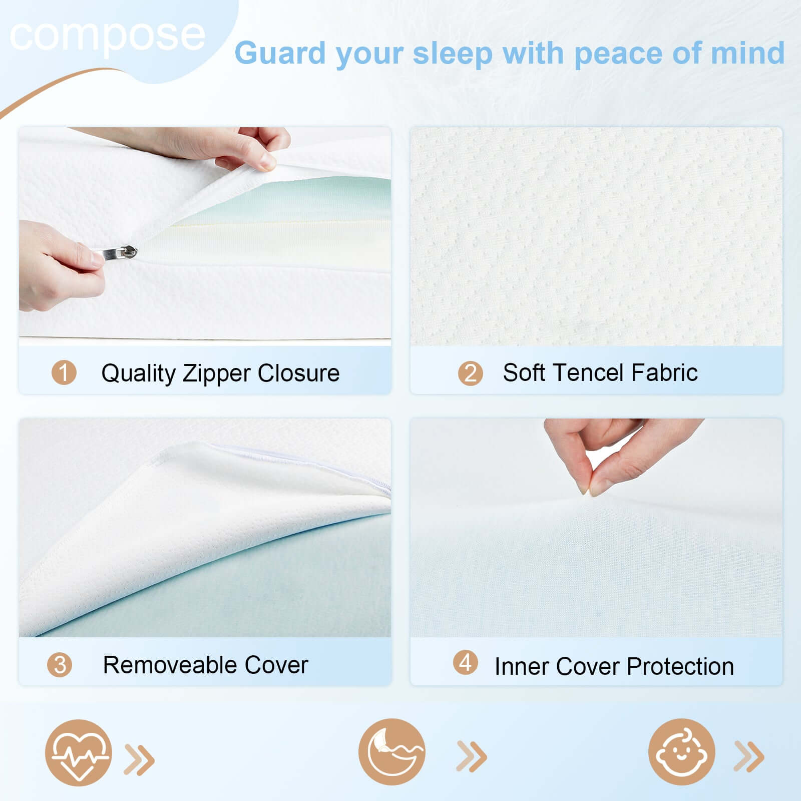 Angelbliss Bassinet Mattress Topper, Gel Memory Foam BM01