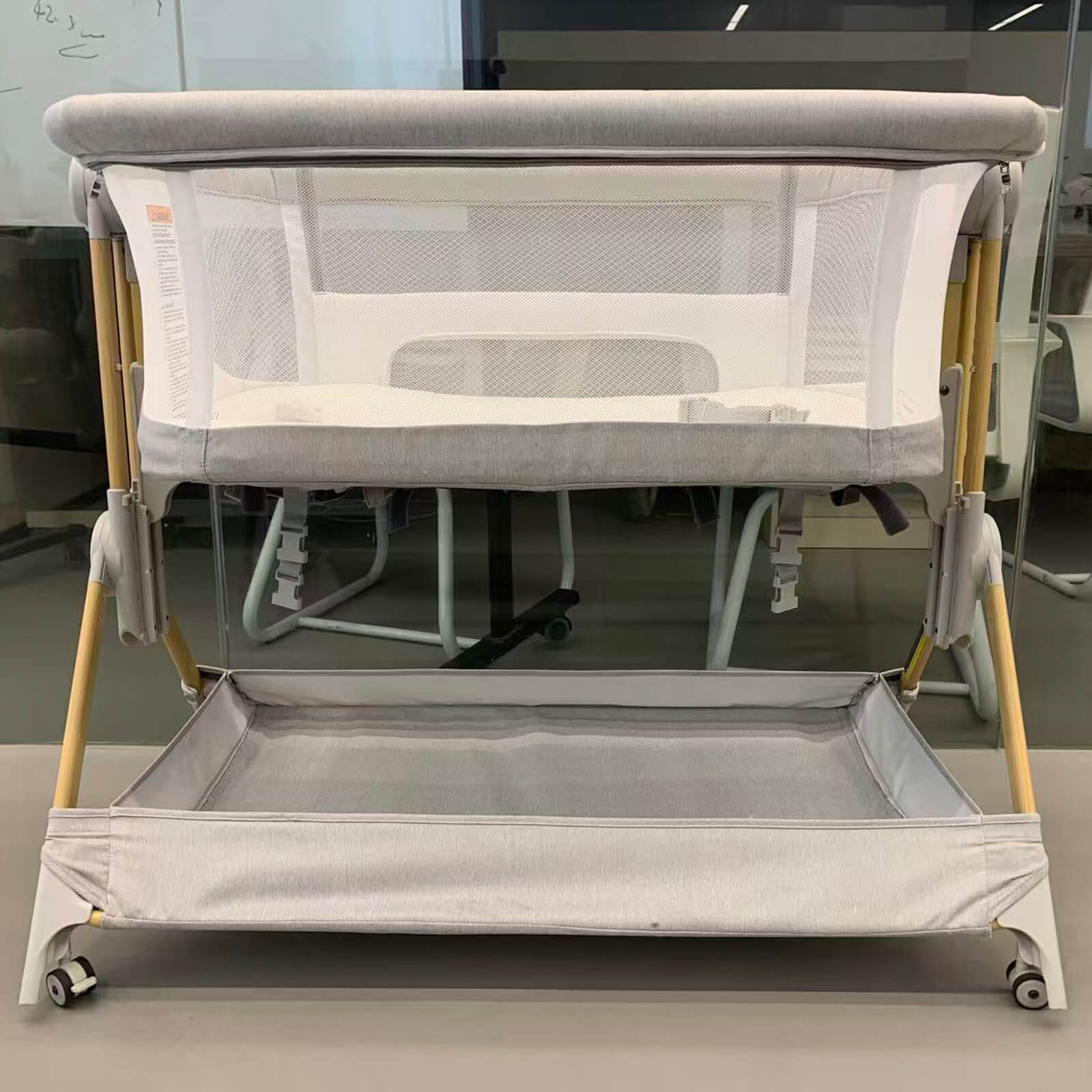 Easy Folding Bedside Bassinet for Newborns, Movable and Height Adjustable Baby Bed BN12