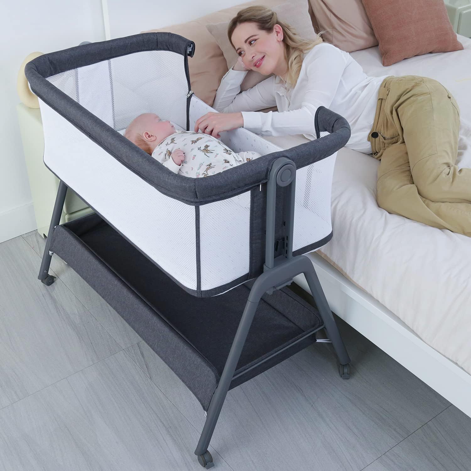 angelbliss Baby Bassinet Bedside BN06 Grey