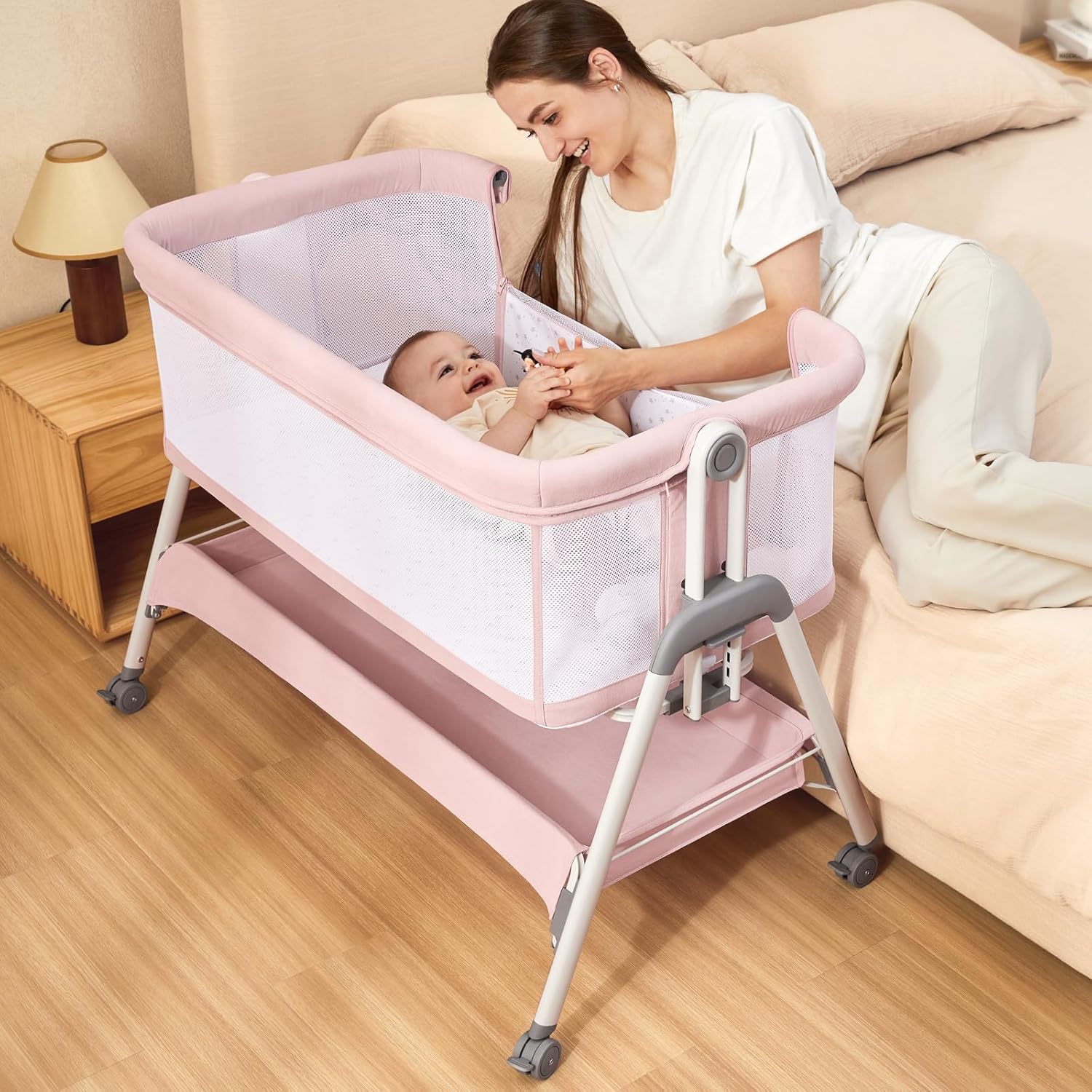 Baby Bedside Bassinet Pink BN02