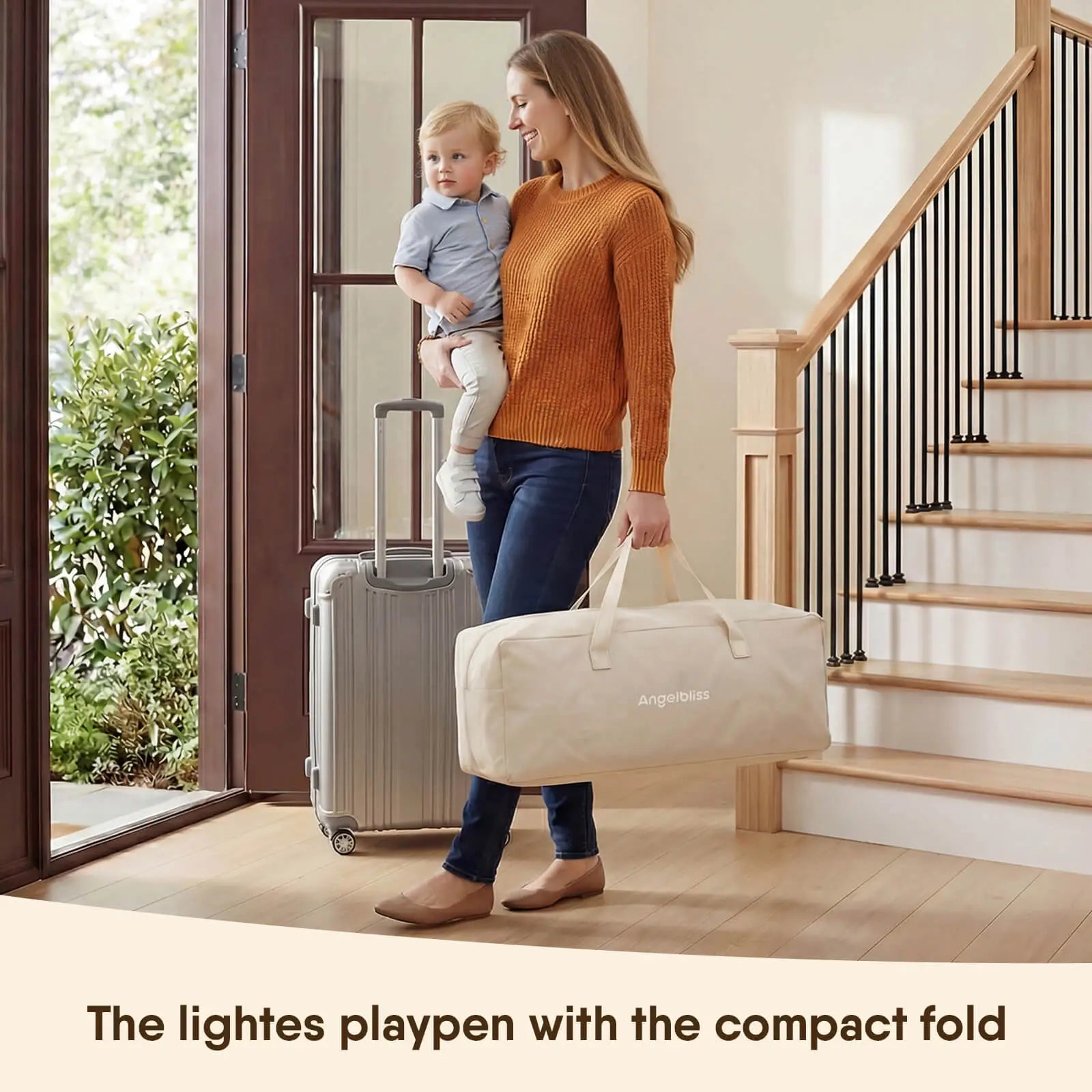 Foldable & Portable Playpen 50*50 in with Canopy and Carry Bag BP05