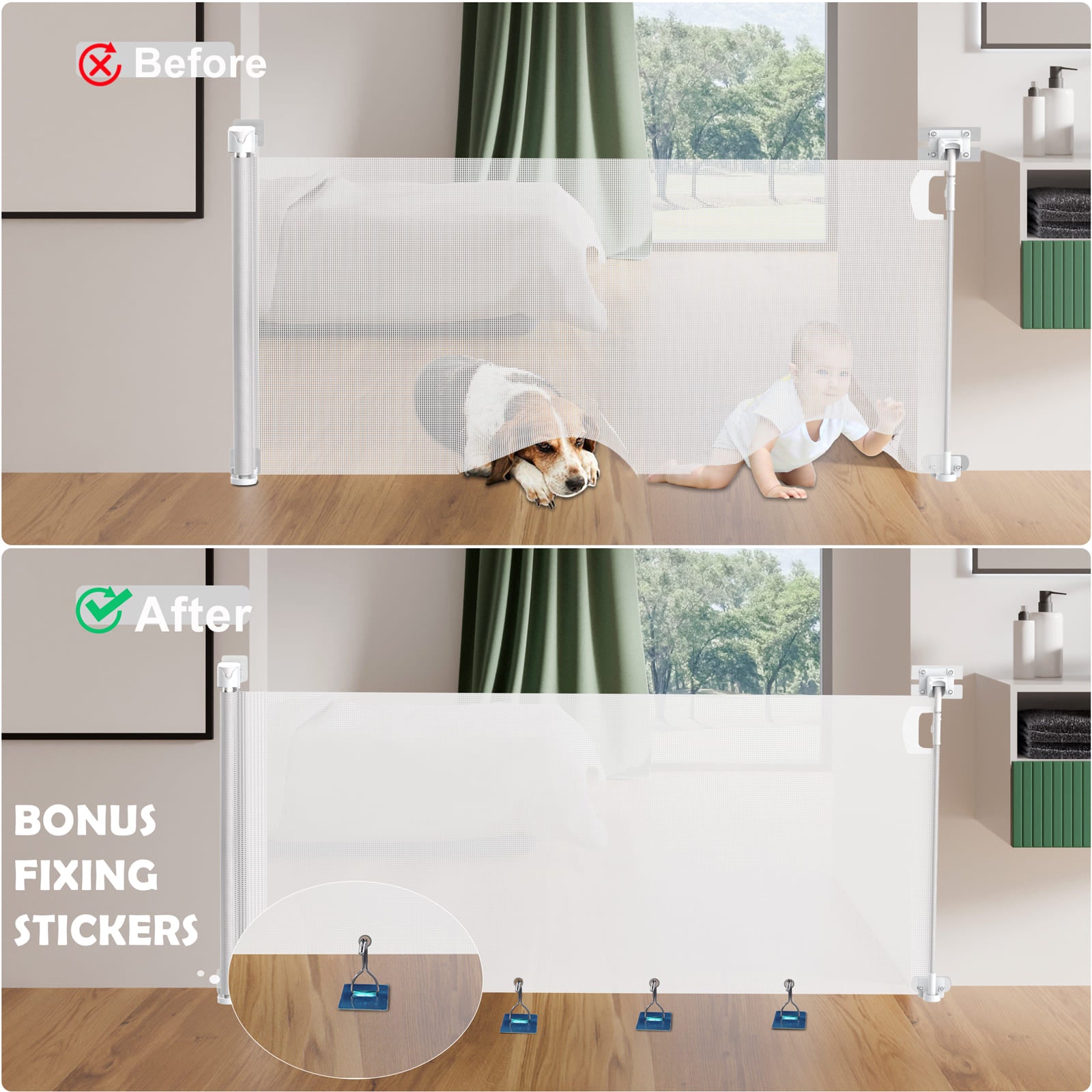 angelbliss Retractable Mesh Baby Gate – Extra-Wide Safety Gate for Babies & Dogs BGS01